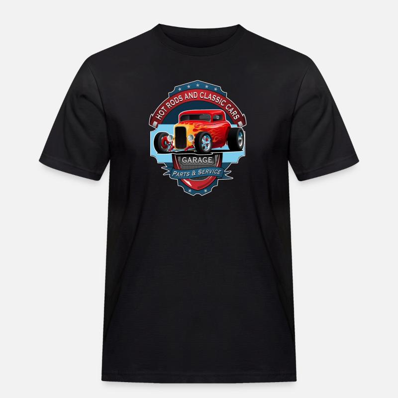 OLDTIMER - AUTOWERKSTATT - Männer Workwear T-Shirt - Schwarz