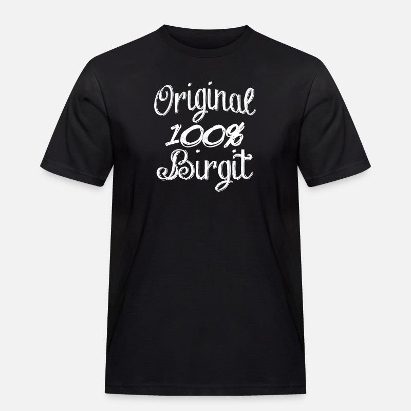Original 100% Birgit - Männer Workwear T-Shirt - Schwarz