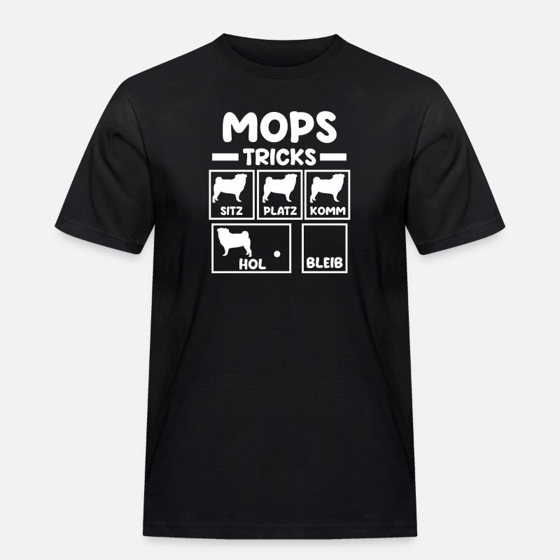 Hund Mops - Männer Workwear T-Shirt - Schwarz
