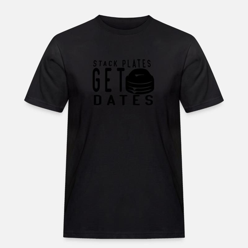 stack plates Get dates - Männer Workwear T-Shirt - Schwarz