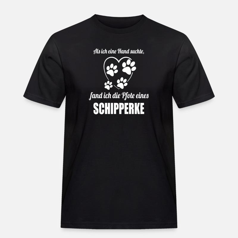 Hand & Pfote - Spruch - Schipperke - Männer Workwear T-Shirt - Schwarz
