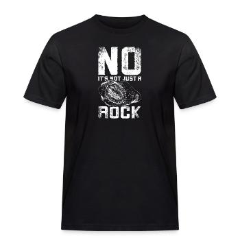 Funny Paleontologist no it's not just a rock - Männer Workwear T-Shirt - Schwarz - Vorne - AI Model Male 178 light (178cm)