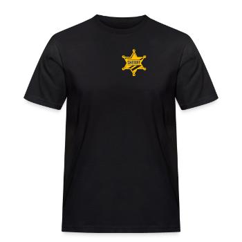 Sheriff Kostüm Halloween Polizist Strafverfolgung - Männer Workwear T-Shirt - Schwarz - Vorne - AI Model Male 178 light (178cm)