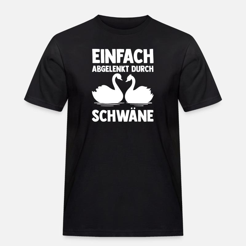 Schwan - Männer Workwear T-Shirt - Schwarz