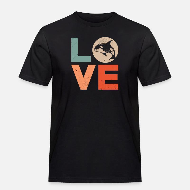 Wal Killerwal Orca Liebe - Männer Workwear T-Shirt - Schwarz