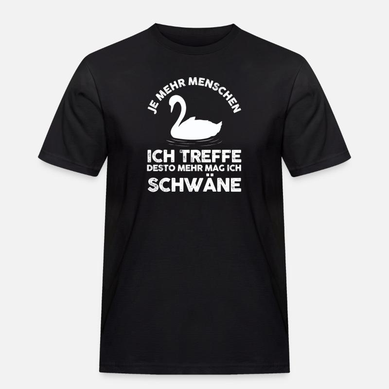 Schwan - Männer Workwear T-Shirt - Schwarz