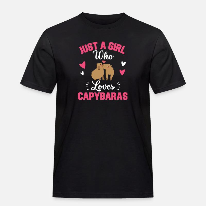 Capybara Mädchen - Männer Workwear T-Shirt - Schwarz