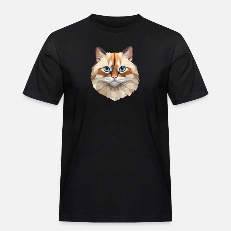 Birman Cat Polygon Design - Männer Workwear T-Shirt - Schwarz