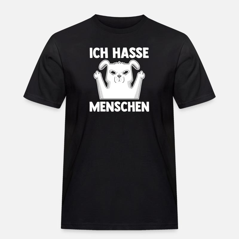Hund Ich Hasse Menschen - Männer Workwear T-Shirt - Schwarz