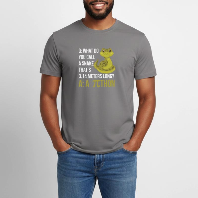 Python Pithon Pie Symbol Funny Math Teacher Happy Men's Workwear T-Shirt