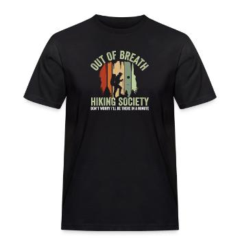 Funny Hiker Out of Breath Hiking Society - Männer Workwear T-Shirt - Schwarz - Vorne - AI Model Male 178 light (178cm)
