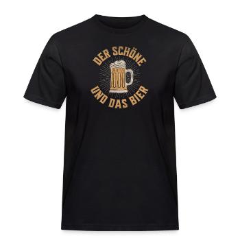 Der Schöne und das Bier - Männer Workwear T-Shirt - Schwarz - Vorne - AI Model Male 178 light (178cm)