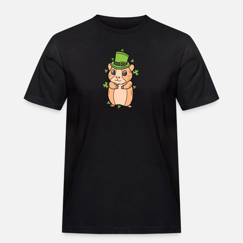 Cochon d’Inde avec trèfle Saint-Patrick - T-shirt Workwear homme - noir