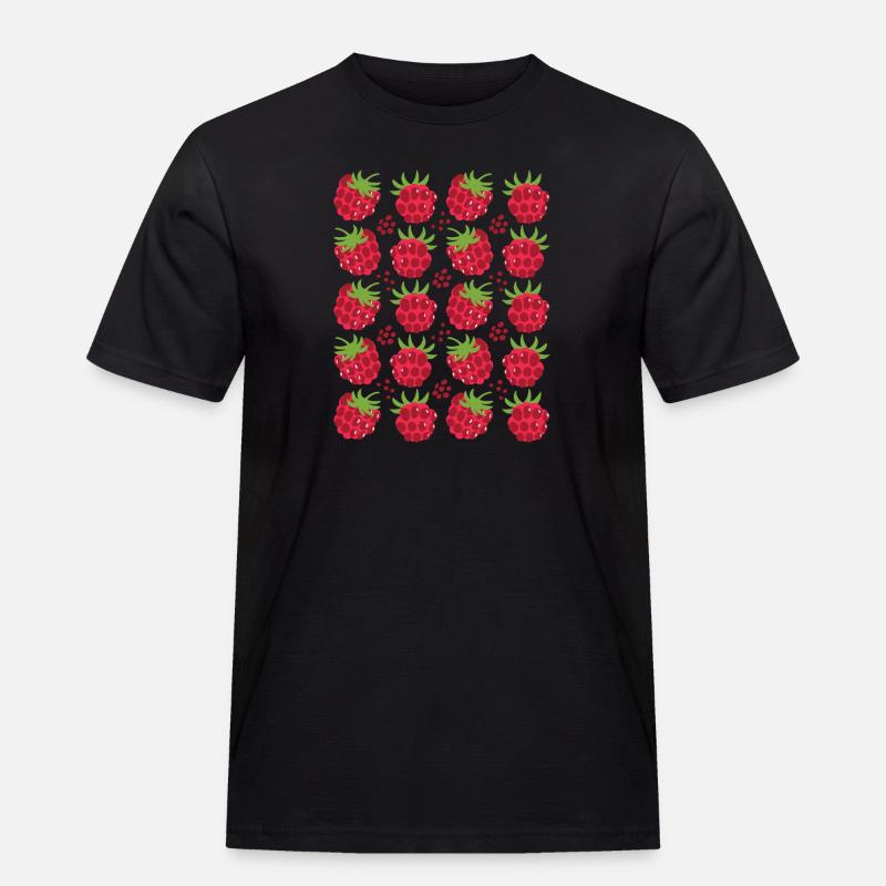 Raspberry Berries Fruit Pattern - Men's Workwear T-Shirt - black