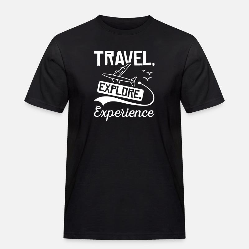 Travel Explore Experience - Männer Workwear T-Shirt - Schwarz