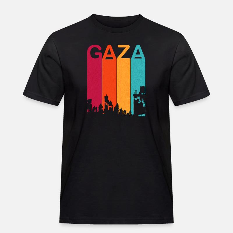 Retro Gaza wird 2023 angegriffen - Männer Workwear T-Shirt - Schwarz