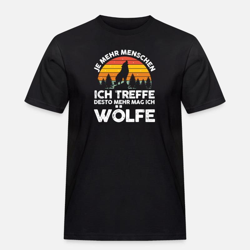 Tier Waldtier Wolf - Männer Workwear T-Shirt - Schwarz