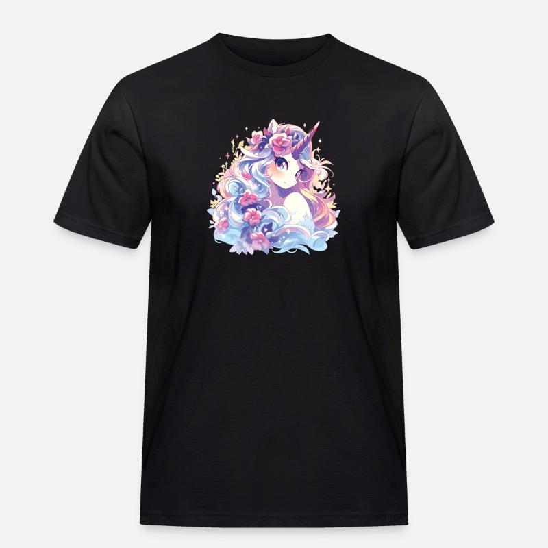 Einhorn Mädchen - Männer Workwear T-Shirt - Schwarz