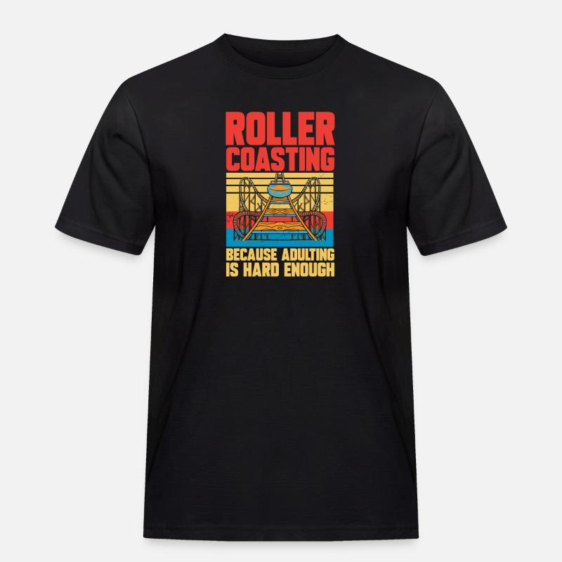 Achterbahn Rollercoaster Freizeitpark - Männer Workwear T-Shirt - Schwarz