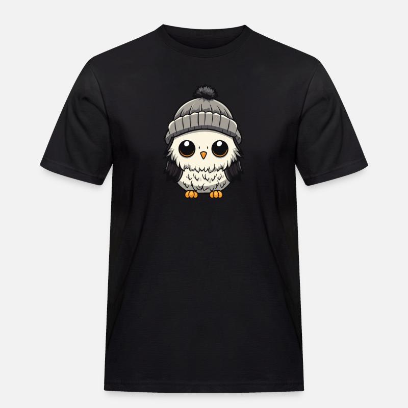 Eule Winter Comic - Männer Workwear T-Shirt - Schwarz
