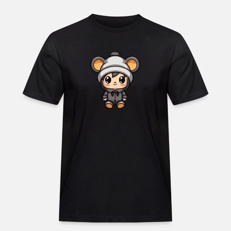 Maus Winter Comic - Männer Workwear T-Shirt - Schwarz