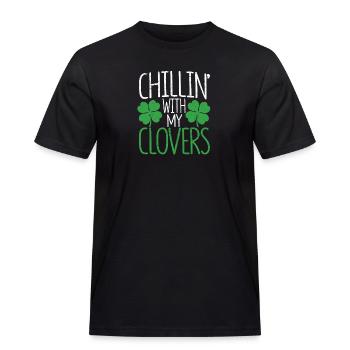 Chillin With My Shamrocks Funny Irish - Men's Workwear T-Shirt - black - Front - AI Model Male 178 light (178cm)