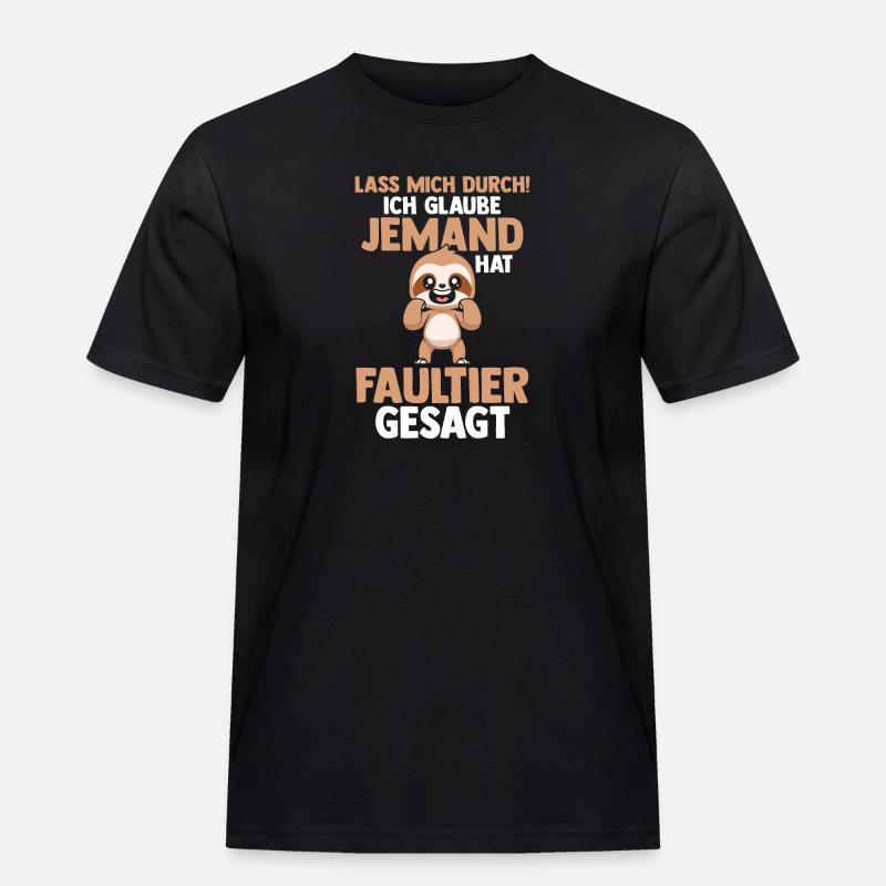 Faultier - Männer Workwear T-Shirt - Schwarz
