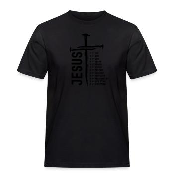 Jesus is My Everything My God My Lord - Men's Workwear T-Shirt - black - Front - AI Model Male 178 light (178cm)