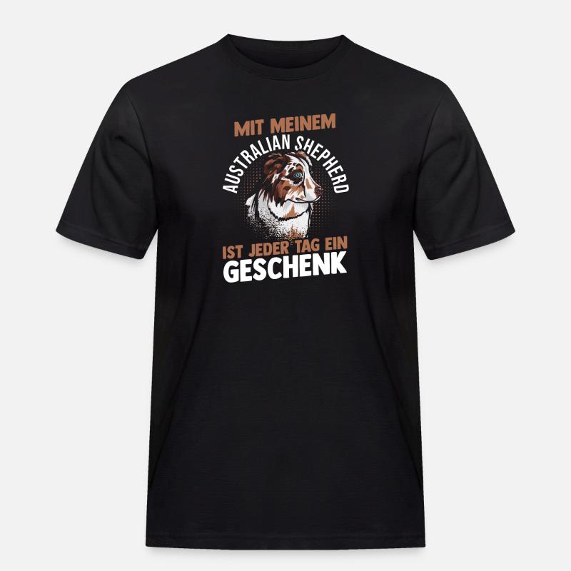 Australian Shepherd Hund Aussie - Männer Workwear T-Shirt - Schwarz