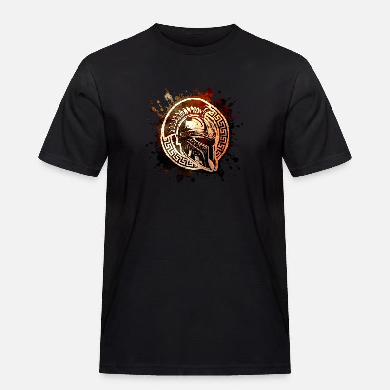 Spartaner Helm Motivation Gladiator - Männer Workwear T-Shirt - Schwarz