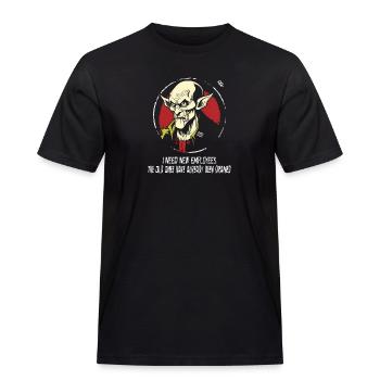 Mitarbeiter gesucht: Nosferatu CEO Vampir - Männer Workwear T-Shirt - Schwarz - Vorne - AI Model Male 178 light (178cm)