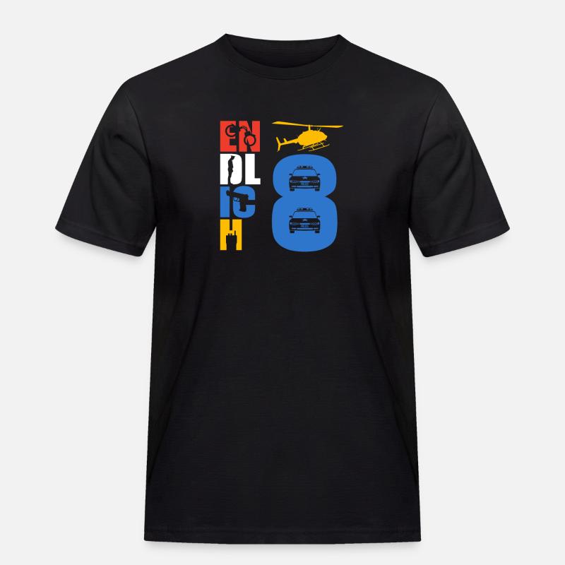 Endlich 8 Polizei - Männer Workwear T-Shirt - Schwarz