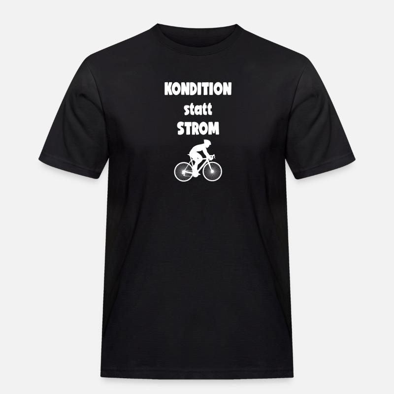 Kondition statt Strom - Männer Workwear T-Shirt - Schwarz
