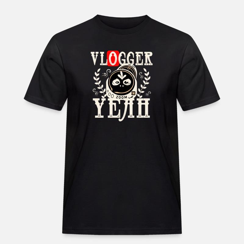 Vlogger - Männer Workwear T-Shirt - Schwarz