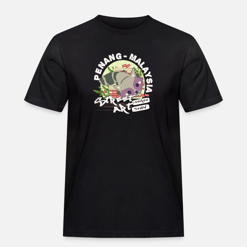 Waschbär Graffiti - Männer Workwear T-Shirt - Schwarz