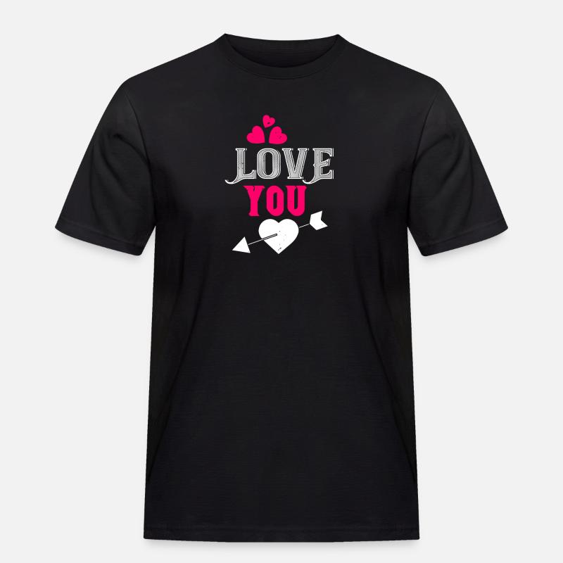 Liebe dich - Männer Workwear T-Shirt - Schwarz