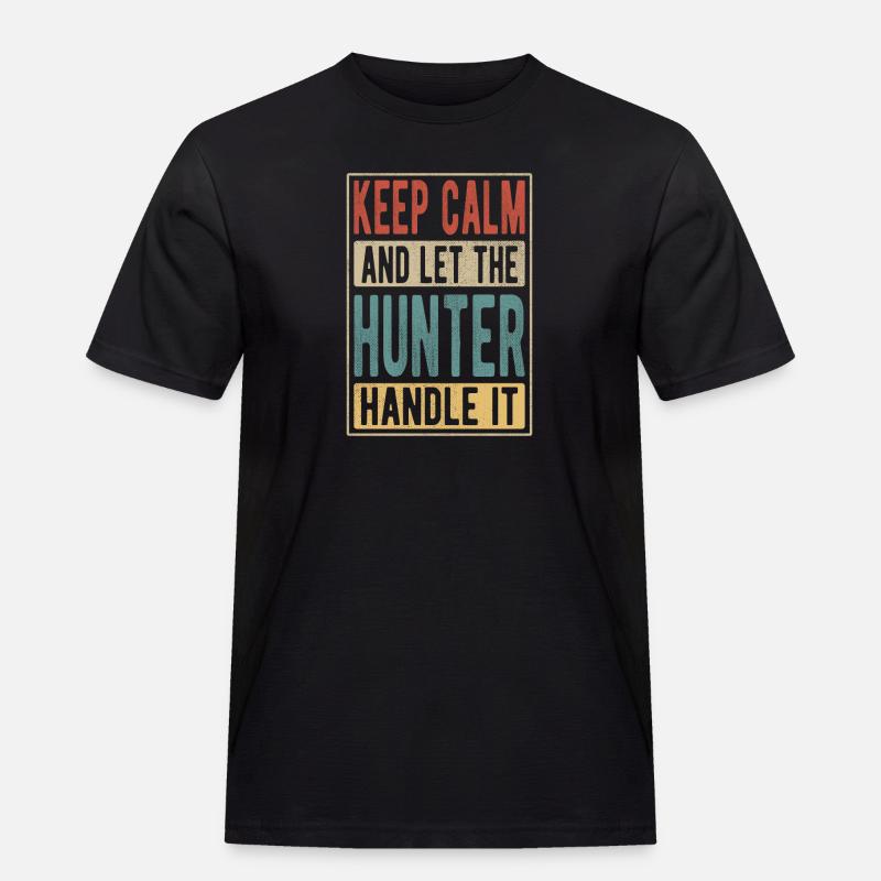 Hunter Retro Geschenk - Männer Workwear T-Shirt - Schwarz