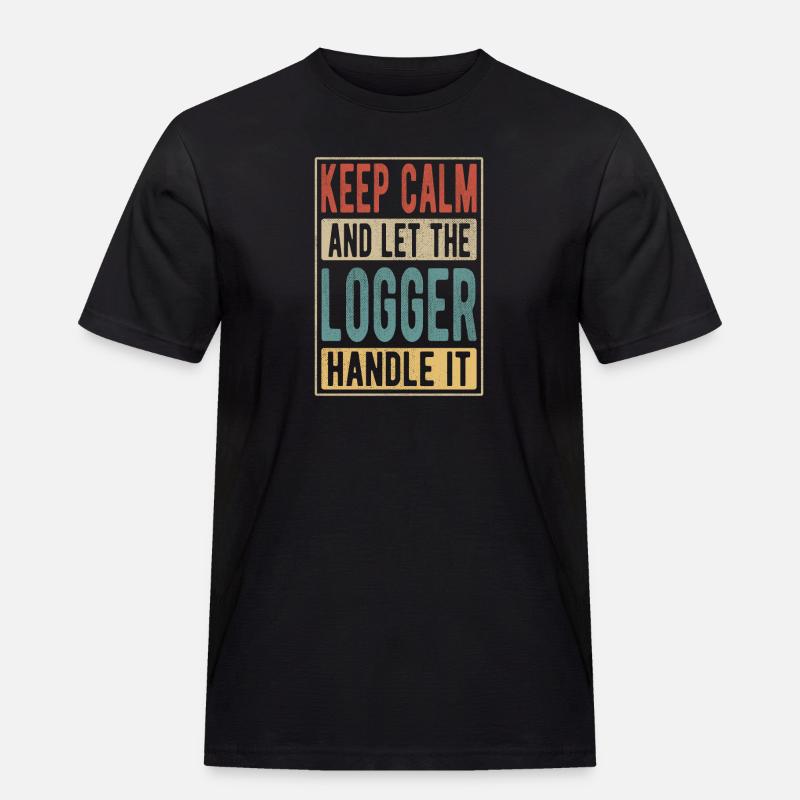 Logger Retro Geschenk - Männer Workwear T-Shirt - Schwarz