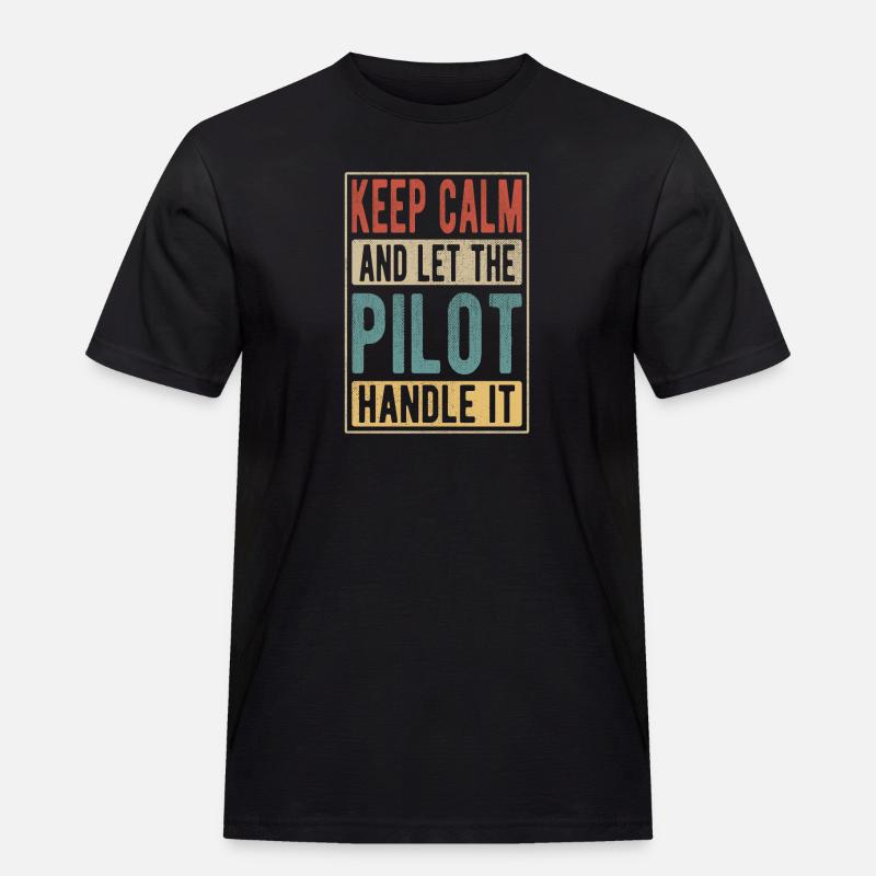 Pilot Retro Geschenk - Männer Workwear T-Shirt - Schwarz