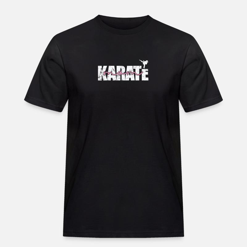 Karate Mom - Männer Workwear T-Shirt - Schwarz