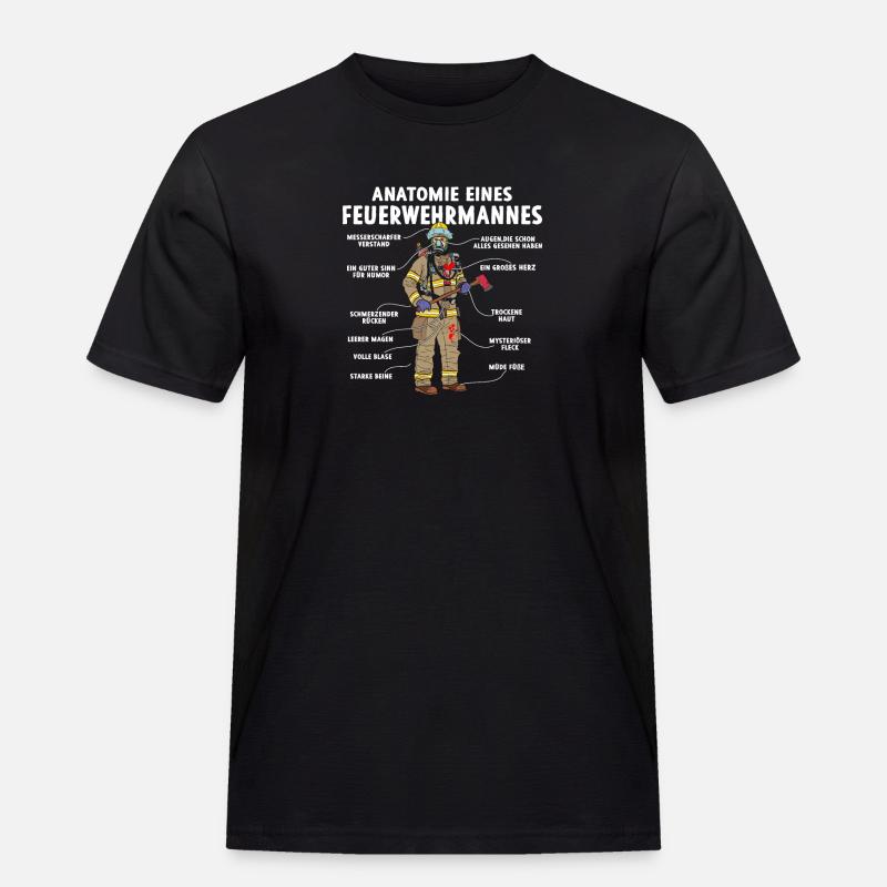 Anatomie eines Feuerwehrmannes - Männer Workwear T-Shirt - Schwarz