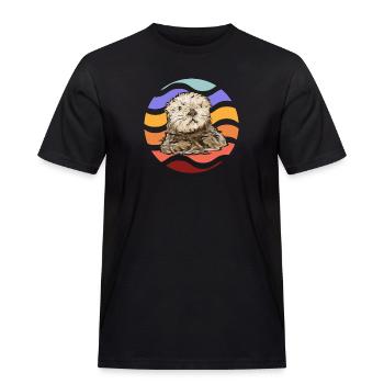 Seeotter - Männer Workwear T-Shirt - Schwarz - Vorne - AI Model Male 178 light (178cm)