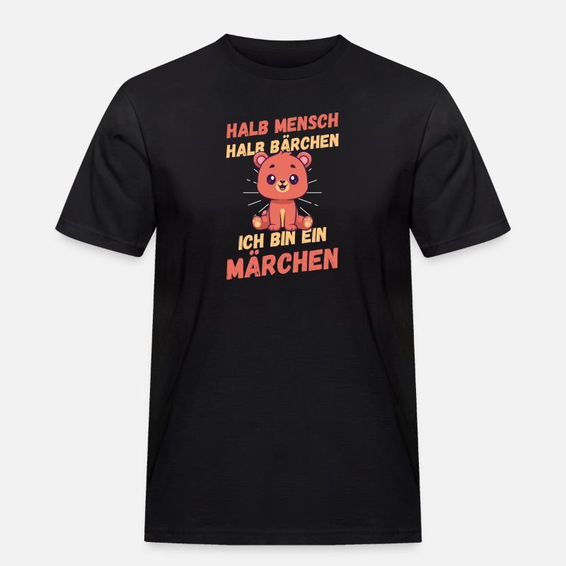 Halb Mensch Halb Bärchen - Männer Workwear T-Shirt - Schwarz