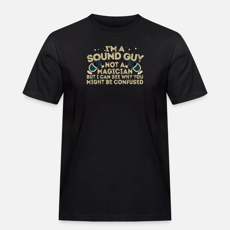Tontechniker, kein Zauberer - Männer Workwear T-Shirt - Schwarz