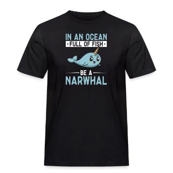 Narval Licorne Baleine - T-shirt Workwear homme - noir - Devant - AI Model Male 178 light (178cm)