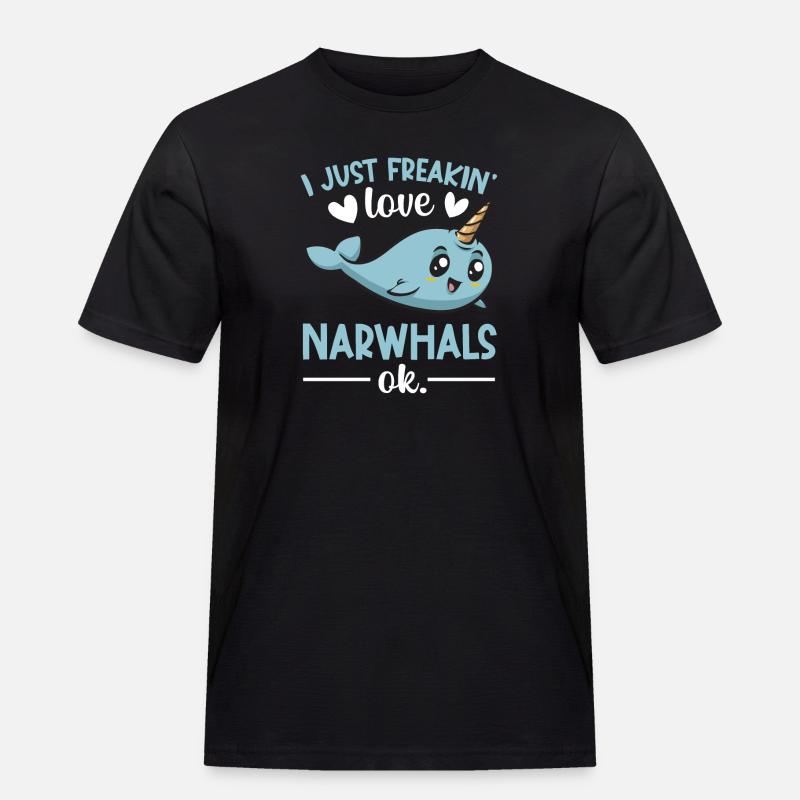 Narwal Einhornwal - Männer Workwear T-Shirt - Schwarz