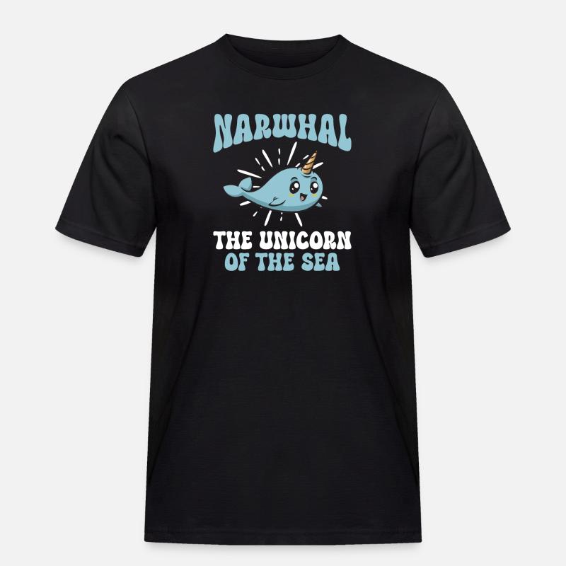 Narwal Einhornwal - Männer Workwear T-Shirt - Schwarz