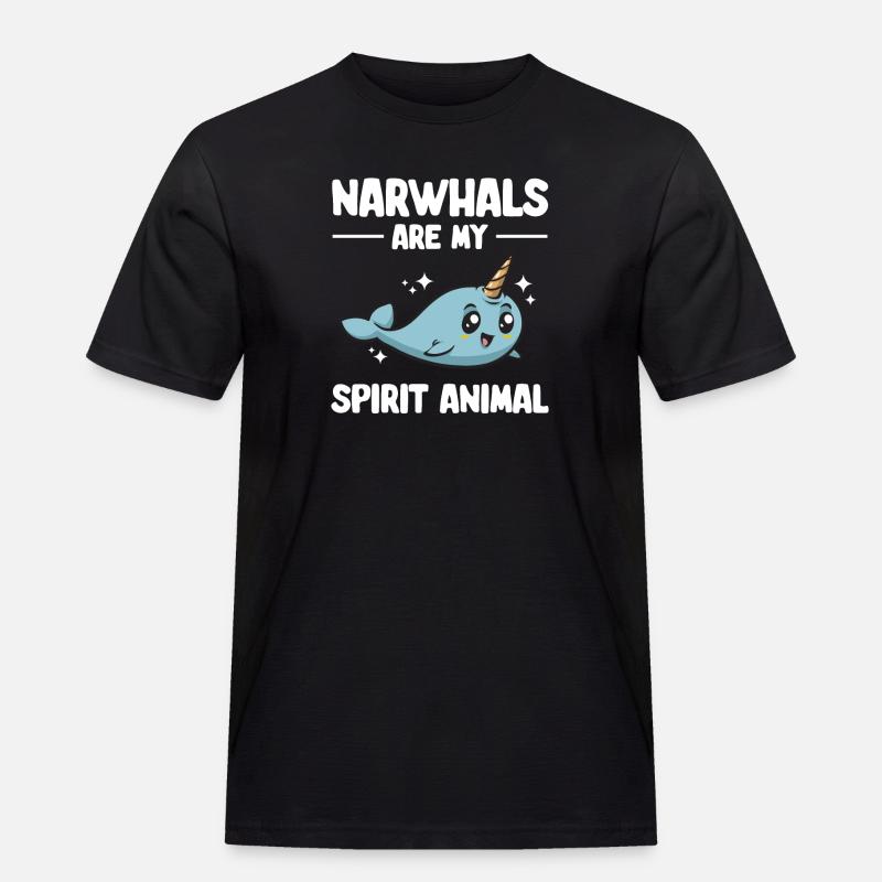 Narwal Einhornwal - Männer Workwear T-Shirt - Schwarz