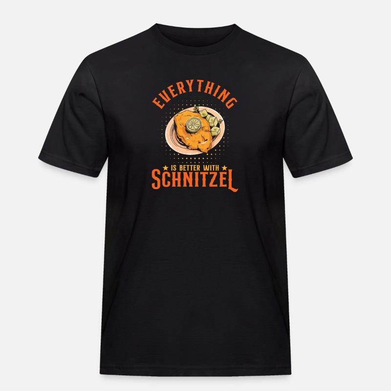 Mit Schnitzel ist alles besser - Männer Workwear T-Shirt - Schwarz