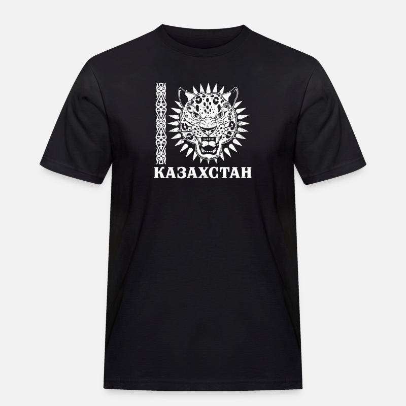 Kasachstan Herkunft National Schneeleopard - Männer Workwear T-Shirt - Schwarz